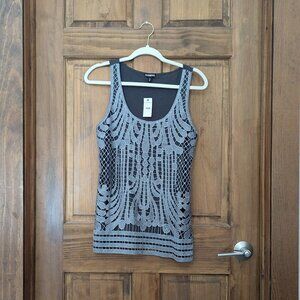 NWT - Women's Express Gray Sparkle Overlay Tank Top. Size Medium.